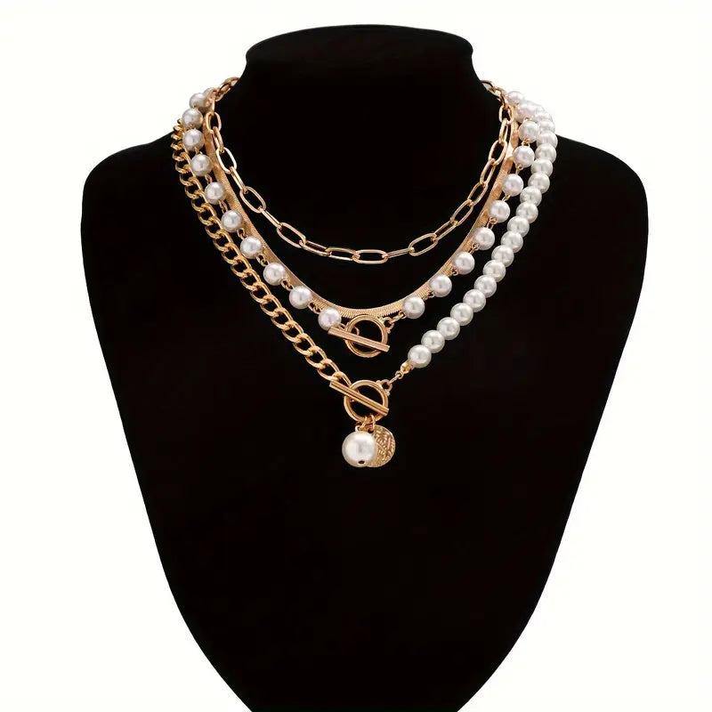 Andrea | Conjunto de collares en capas con perlas