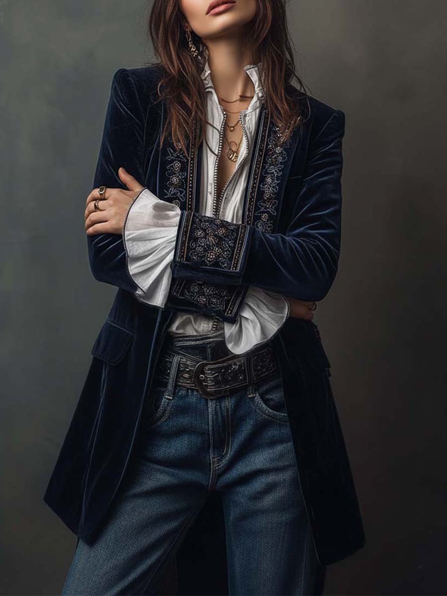 Eulalia | Elegante Chaqueta Larga Vintage con Bordados