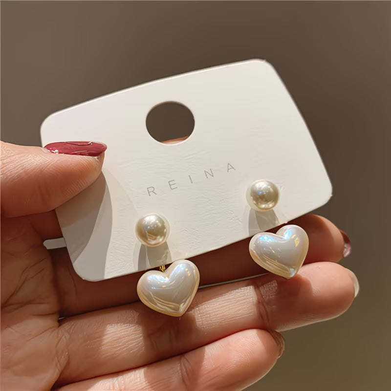 Jimena | Pendientes de corazón con doble perla