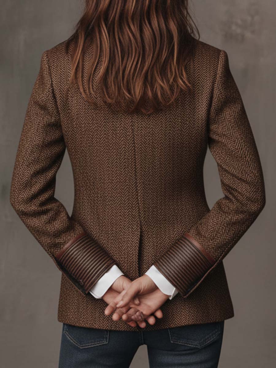 Fuensanta | Blazer elegante con inserciones estampadas efecto espiga
