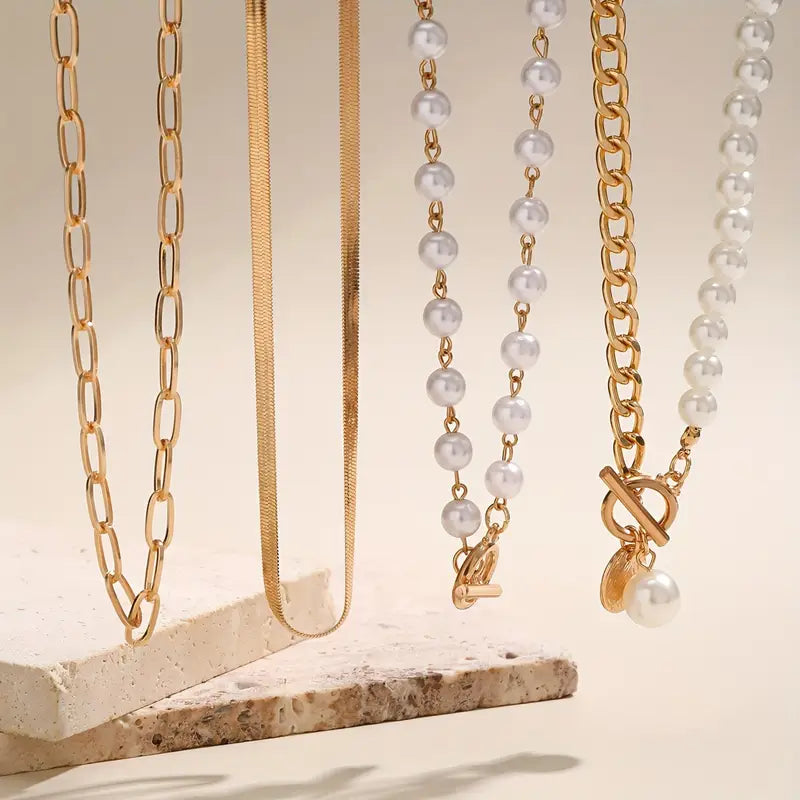 Andrea | Conjunto de collares en capas con perlas