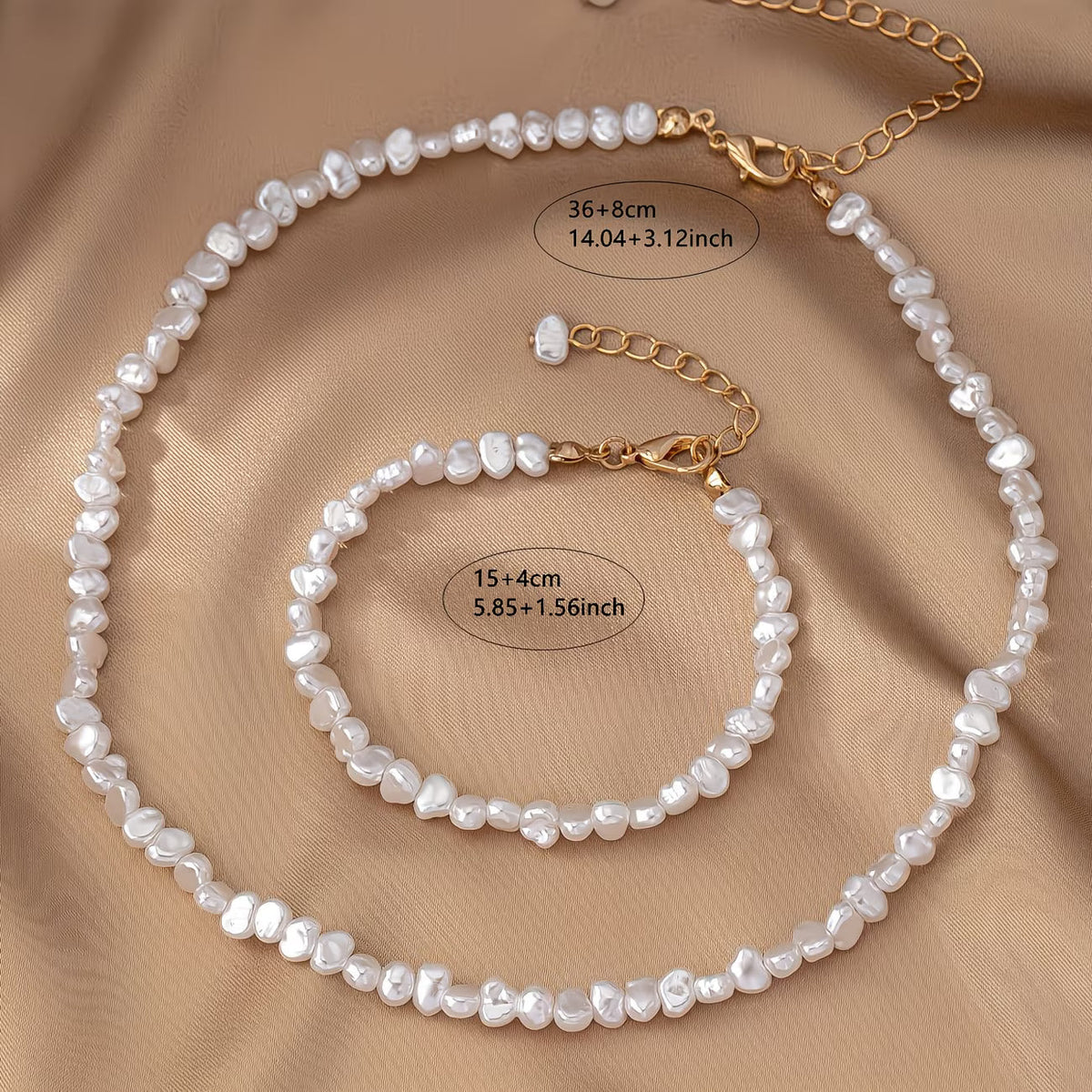 Covadonga | Conjunto de collar y pulsera con perlas barrocas