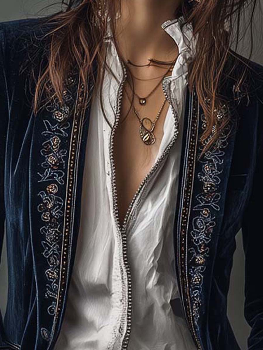 Eulalia | Elegante Chaqueta Larga Vintage con Bordados