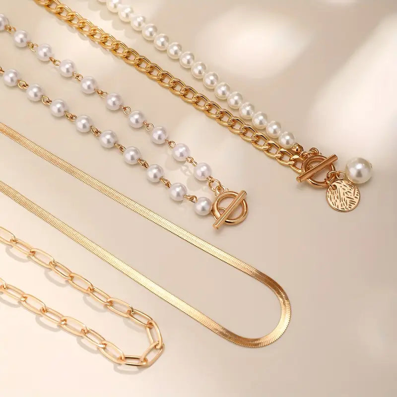 Andrea | Conjunto de collares en capas con perlas