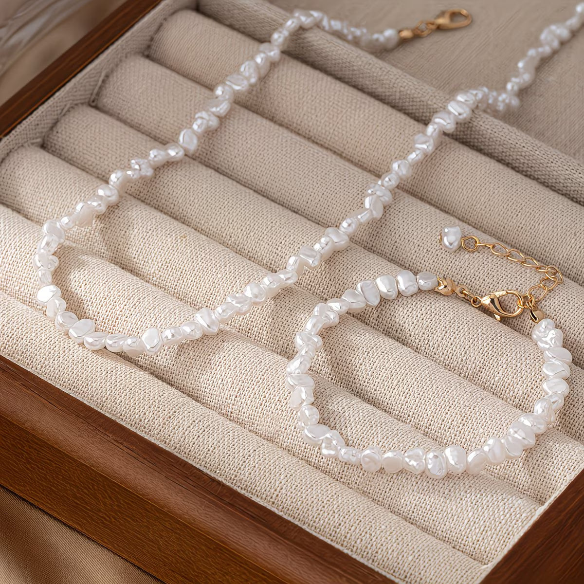 Covadonga | Conjunto de collar y pulsera con perlas barrocas
