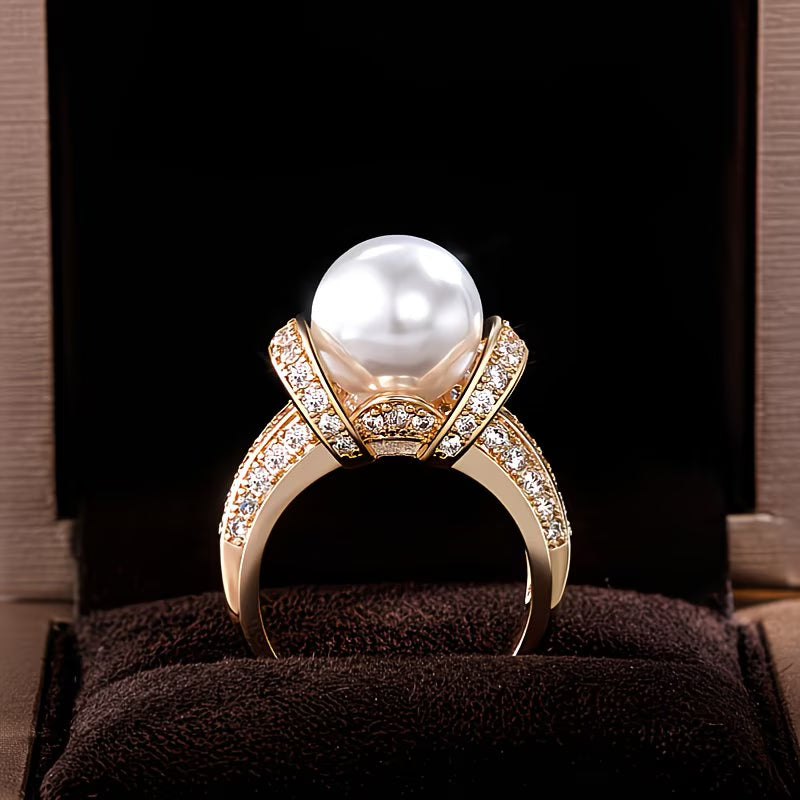 Leonor | Anillo con perla coronada