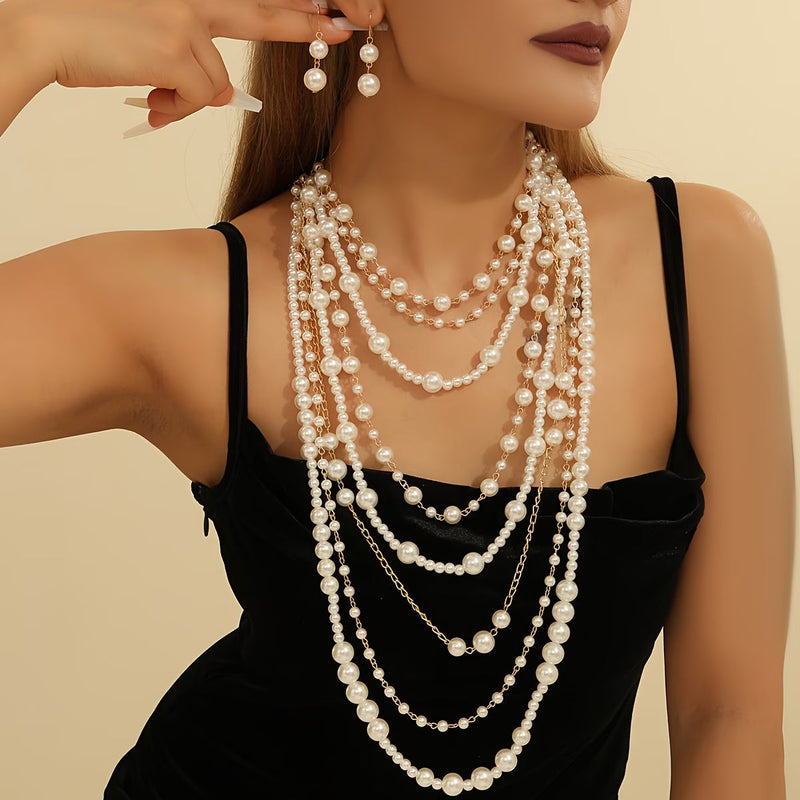 Paulina | Conjunto boho de perlas en varias capas