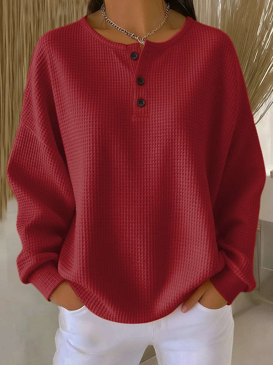 Brígida | Sudadera Acogedora de Cuello Panadero con Textura Gofre