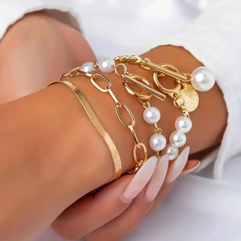 Reyes | Conjunto de pulseras de perlas en capas