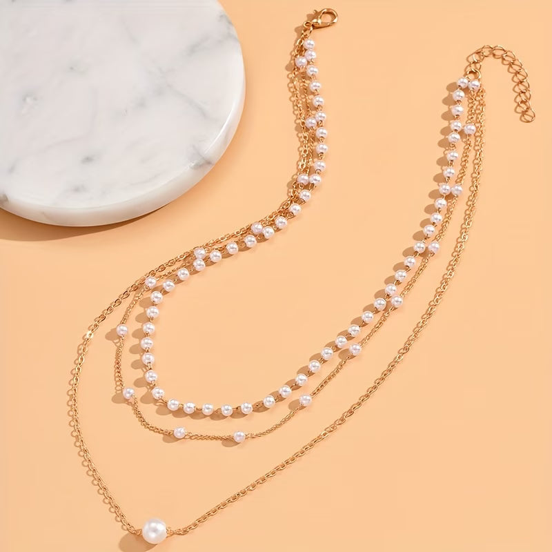 Trinidad | Conjunto de Collares con Tres Capas de Perlas