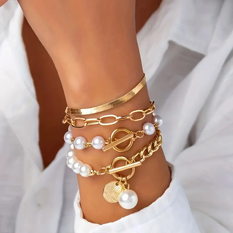 Reyes | Conjunto de pulseras de perlas en capas