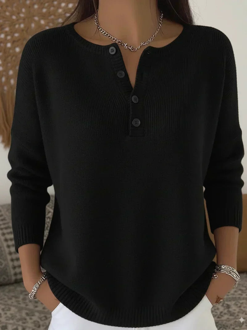 Griselda | Jersey de Punto con Cuello Panadero y Botones