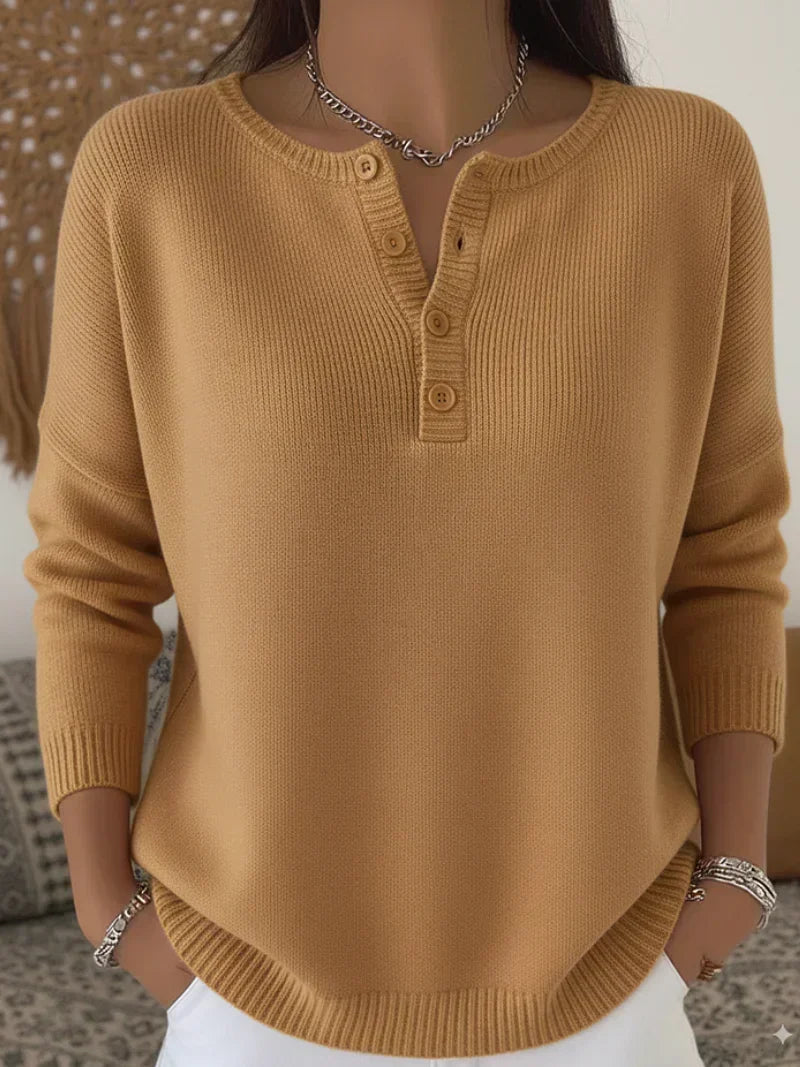 Griselda | Jersey de Punto con Cuello Panadero y Botones