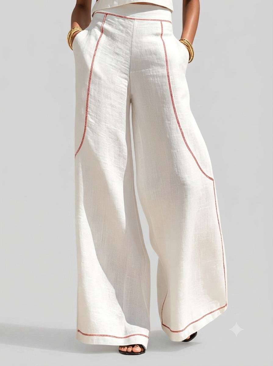 Valeria | Conjunto blanco con top sin mangas y pantalones de pierna ancha