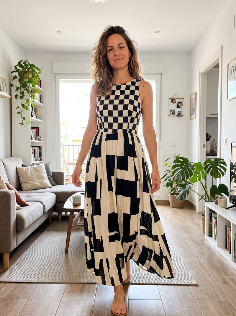 Laura M. · Lucía  |  Vestido Maxi Geométrico