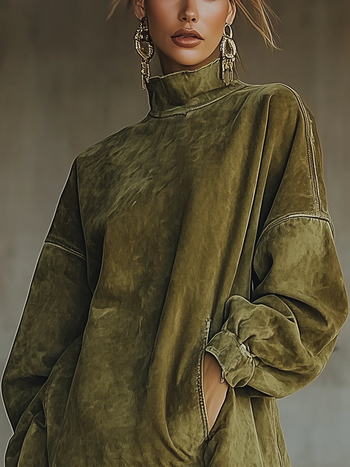 Susana | Vestido de cuello alto con flecos