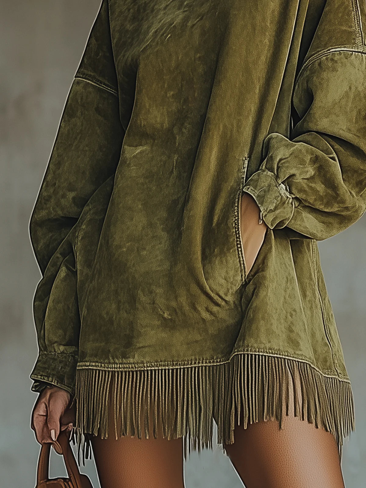Susana | Vestido de cuello alto con flecos