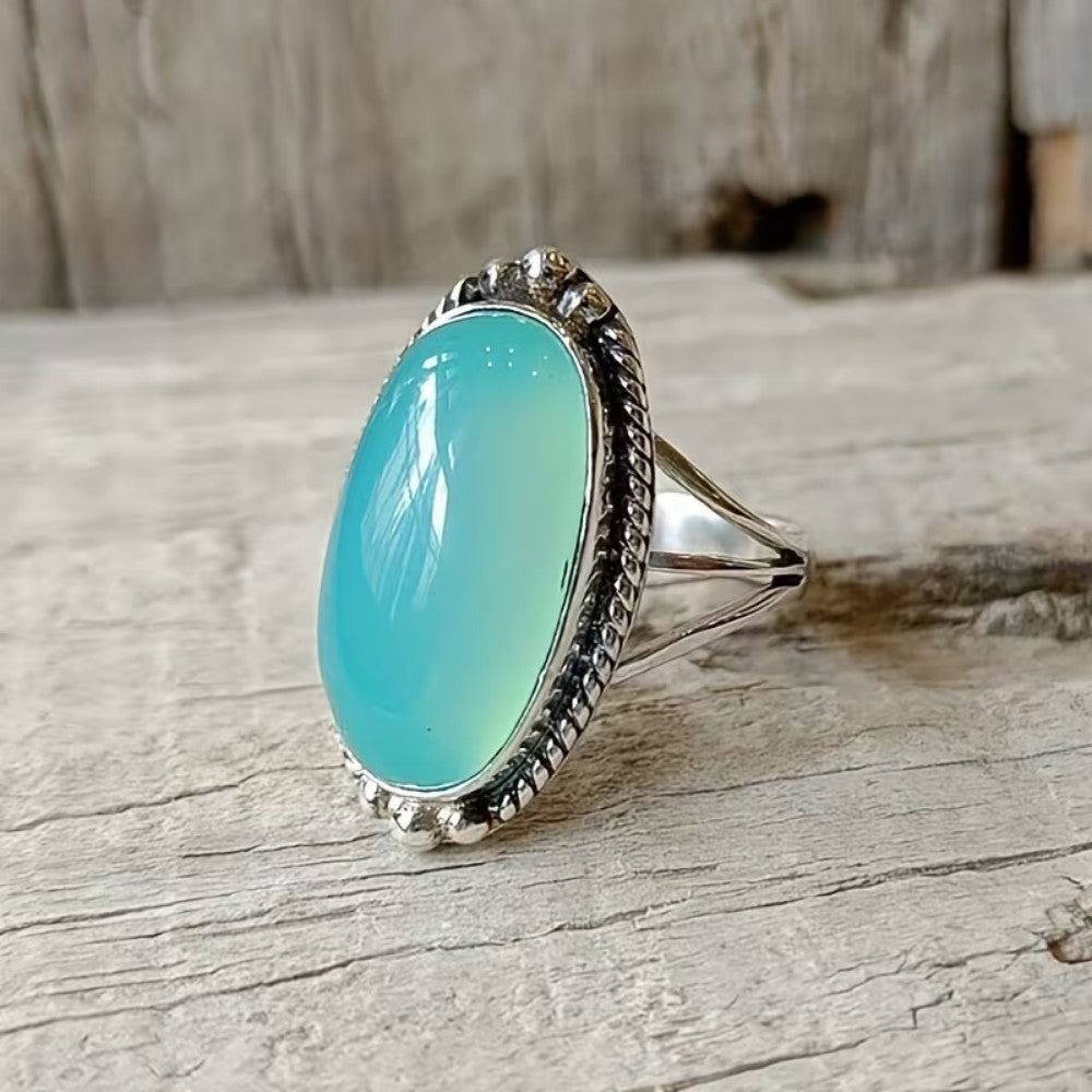 Noemi | Anillo con Turquesa y Banda Trenzada