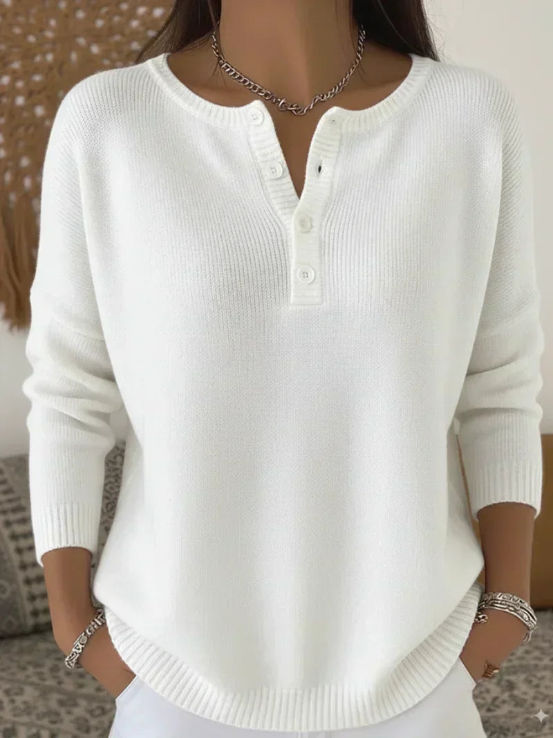 Griselda | Jersey de Punto con Cuello Panadero y Botones