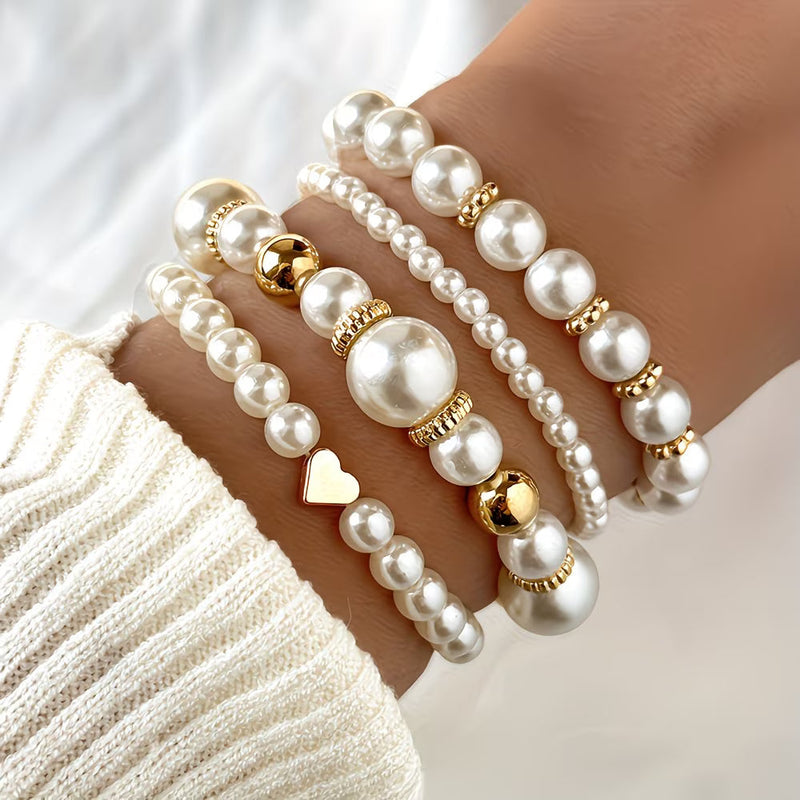 Puri | Set de 4 pulseras de perlas apilables