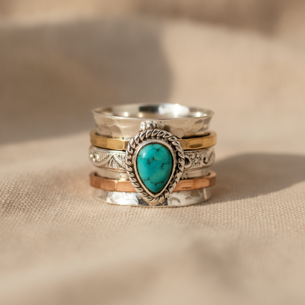 Azahar | Anillo Llamativo con Turquesa Ovalada