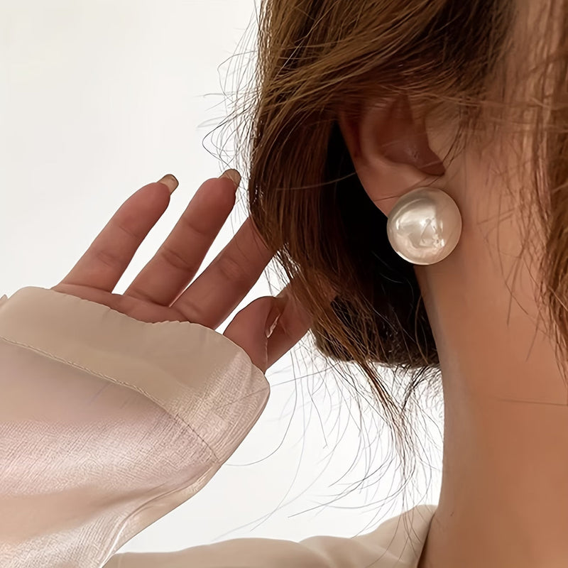 Pepa | Pendientes de botón con perla grande