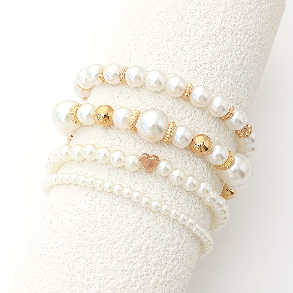 Puri | Set de 4 pulseras de perlas apilables