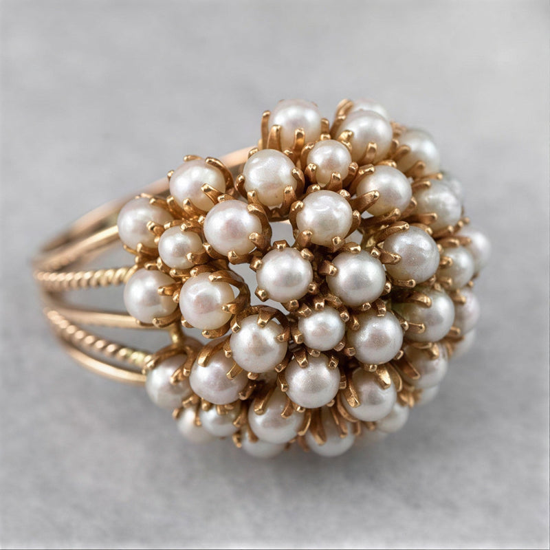 Nieves | Anillo dorado con perla