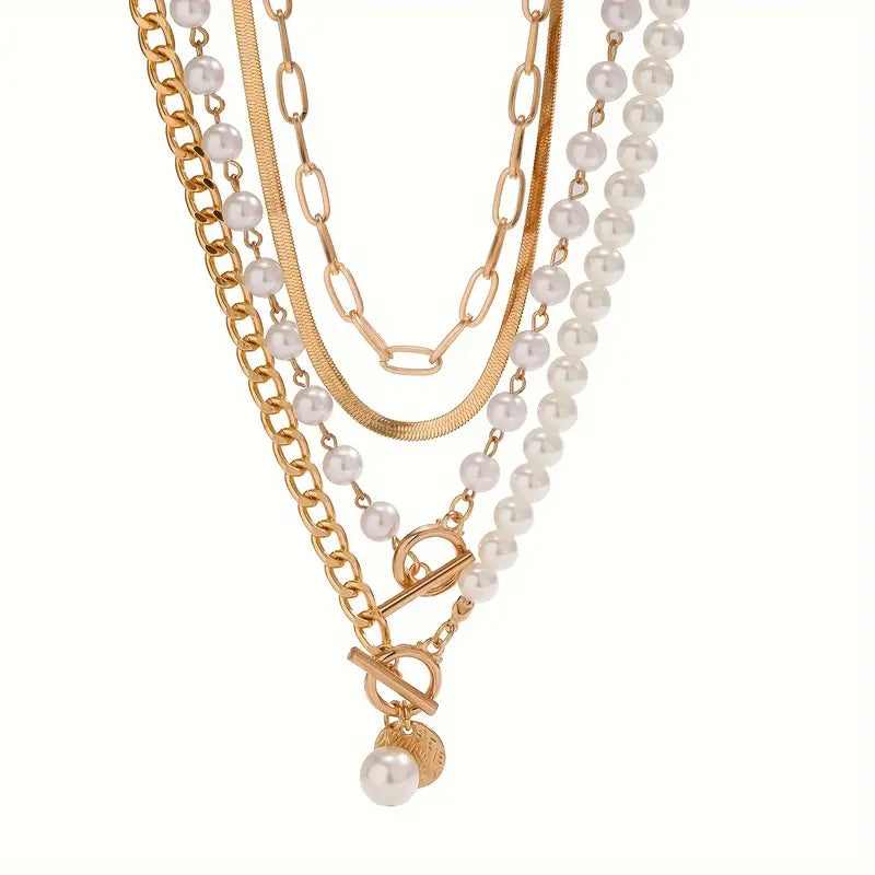 Andrea | Conjunto de collares en capas con perlas