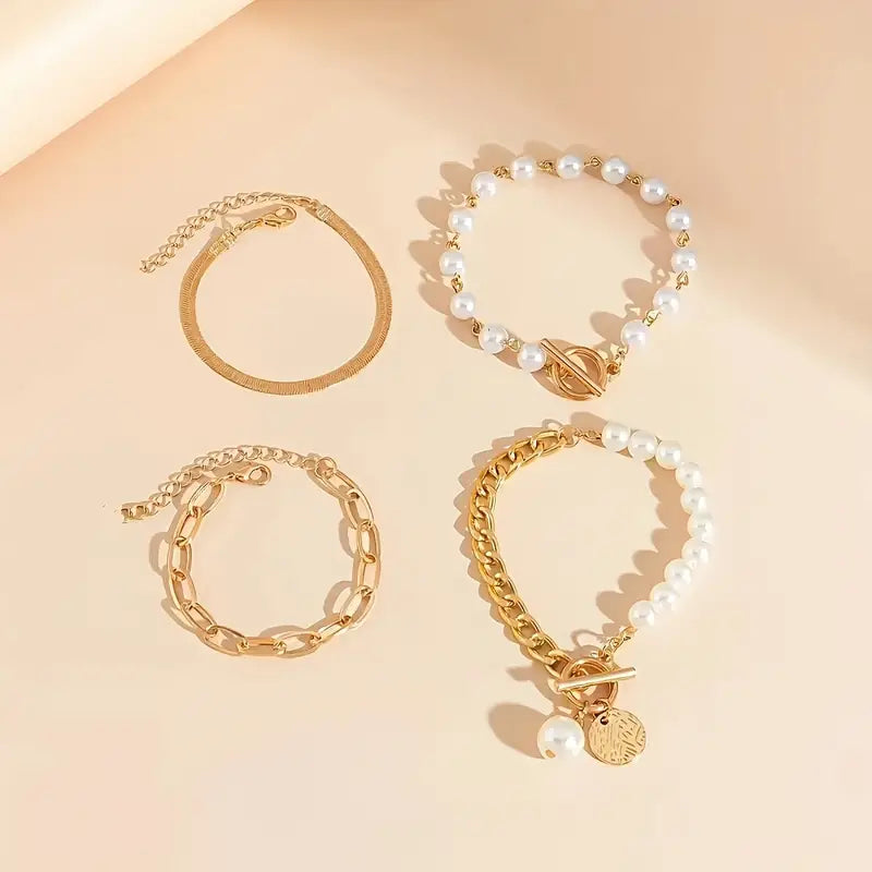 Reyes | Conjunto de pulseras de perlas en capas