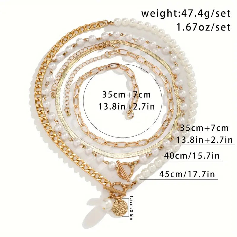 Andrea | Conjunto de collares en capas con perlas