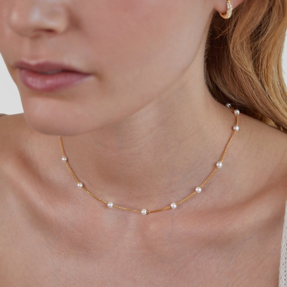 Pilar | Collar con perlas doradas